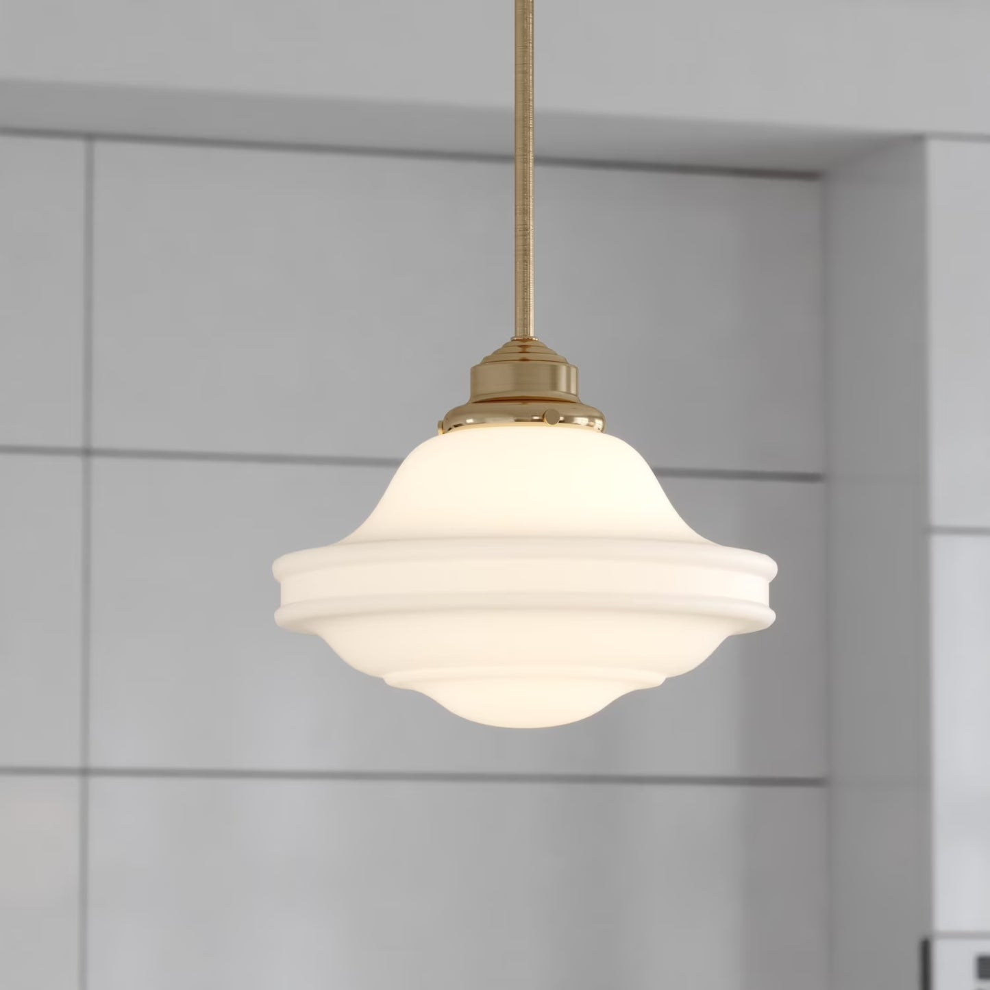 Huntley 1 Light Satin Nickel Farmhouse Schoolhouse Pendant Clear Glass