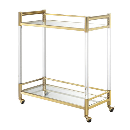 Convenience Concepts Royal Crest 2 Tier Acrylic Glass Bar Cart, Gold/Glass