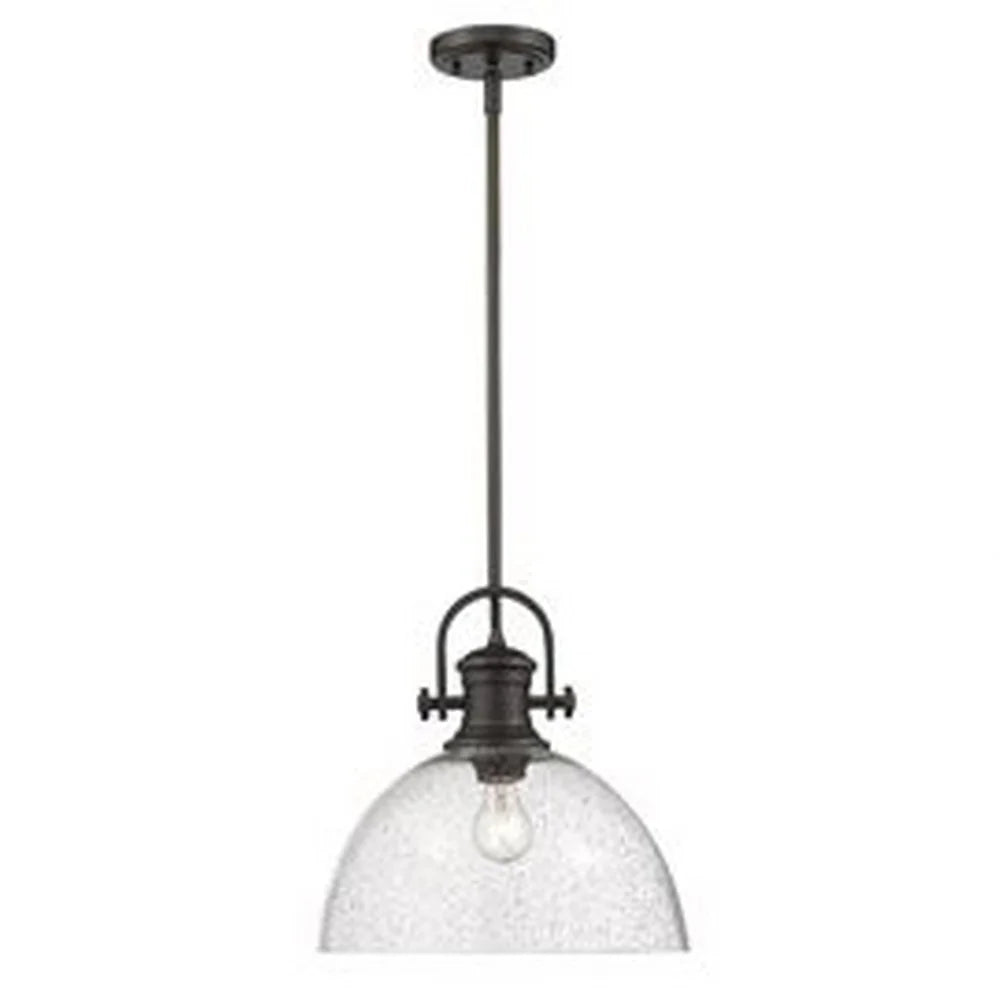 Hines 1 Light Pendant in Chrome with Seeded Glass