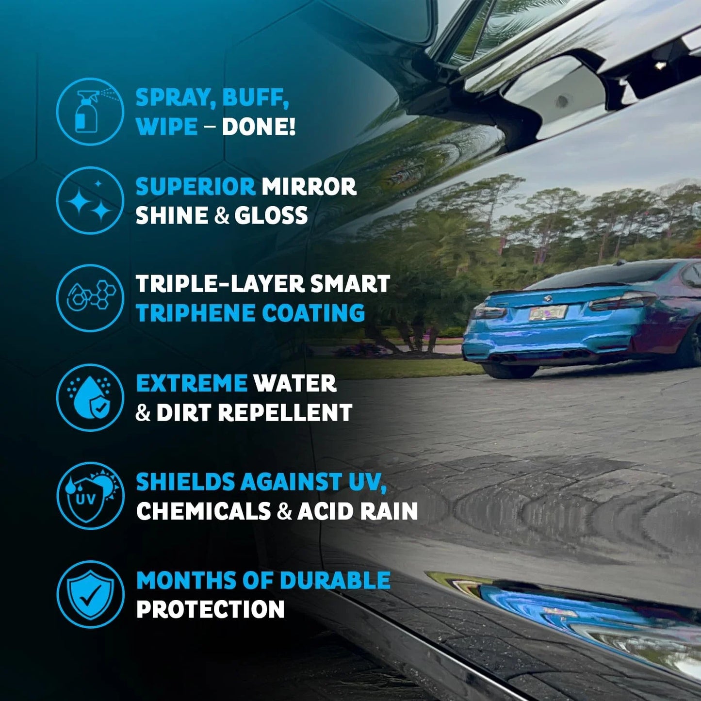 MAXLONE 20oz Car Spray with Triphene, Quick Spray & Wipe All Purpose Waterless Detailer, Better Than Any Car Detailing Kit - Clean, Shine, Protect Paint, Glass, Wheels, and Trim Without Pre-Washing