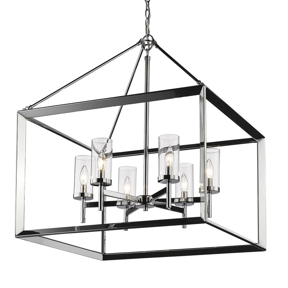 Golden Lighting Smyth 6-Light Chandelier in Chrome with Clear Glass