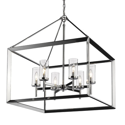 Golden Lighting Smyth 6-Light Chandelier in Chrome with Clear Glass