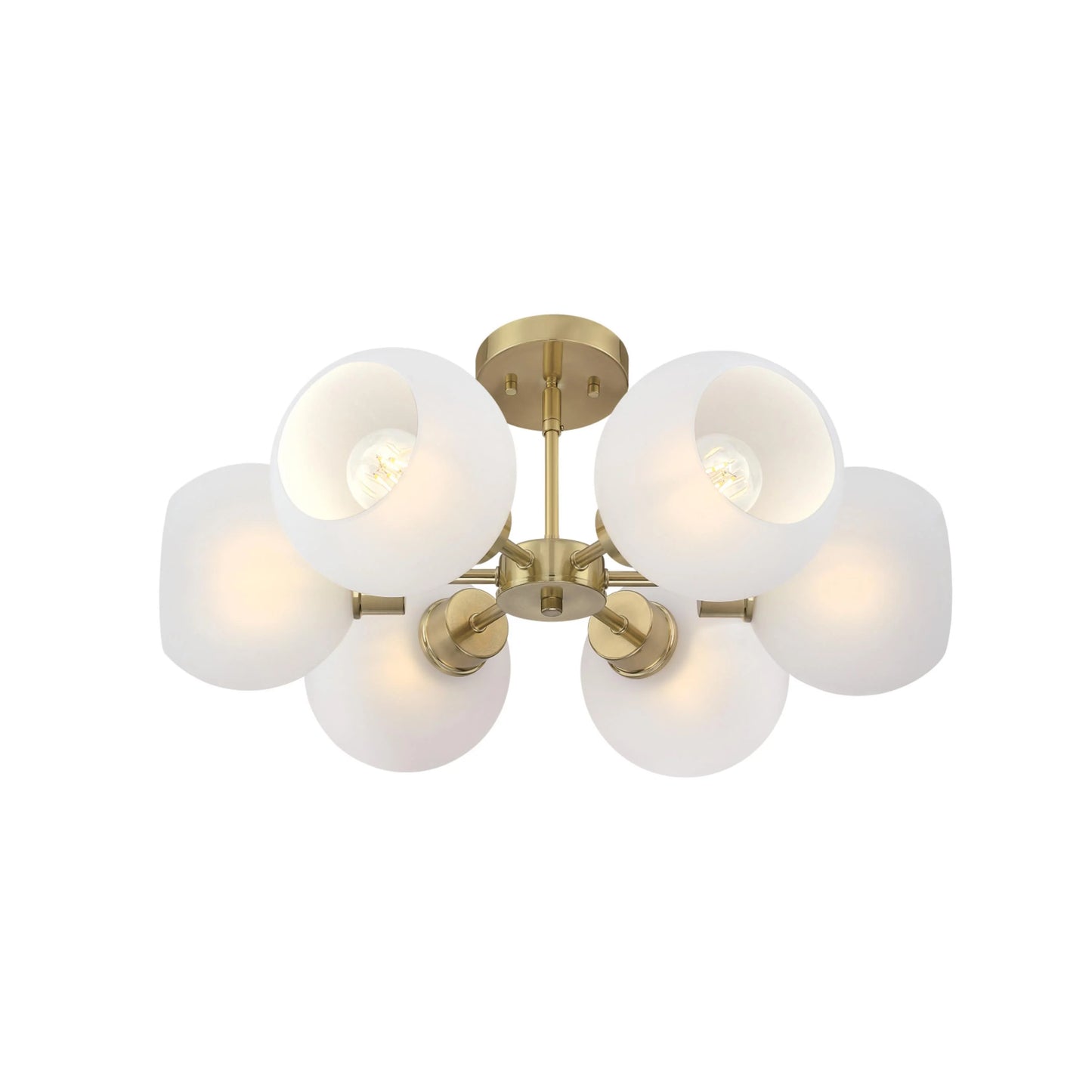 Westinghouse Lighting Dorney Six Light Indoor Chandelier, Champagne Brass Finish, Frosted Glass