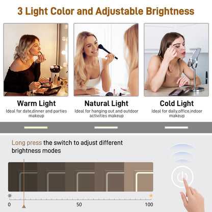 Blotout 62'' Large Vanity Desk w/60000-color LED Lights, Tempered Glass Top, Power Outlet, Makeup Vanity Table w/3 Lights Mode Mirror, 9 Drawers, 2 RGB Cabinets, LED Dressing Table for Girls, Women