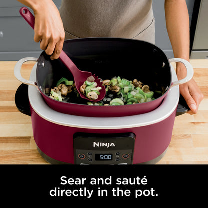 Ninja Foodi Possible Cooker, 8.5 Quart, 6-in-1 Multi-Cooker, Slow Cooker, Steamer, Glass Lid Integrated Cooking Utensil, Nonstick, Oven Safe Pot to 500° F, Cherry Tarte, MC1000WM
