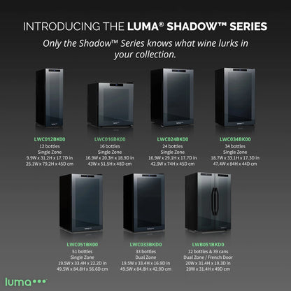 Luma Shadow Series Wine Cooler Refrigerator 16 Bottle, Freestanding Mirrored Wine Fridge with Double-Layer Tempered Glass Door & Compressor Cooling for Reds, Whites, and Sparkling Wine