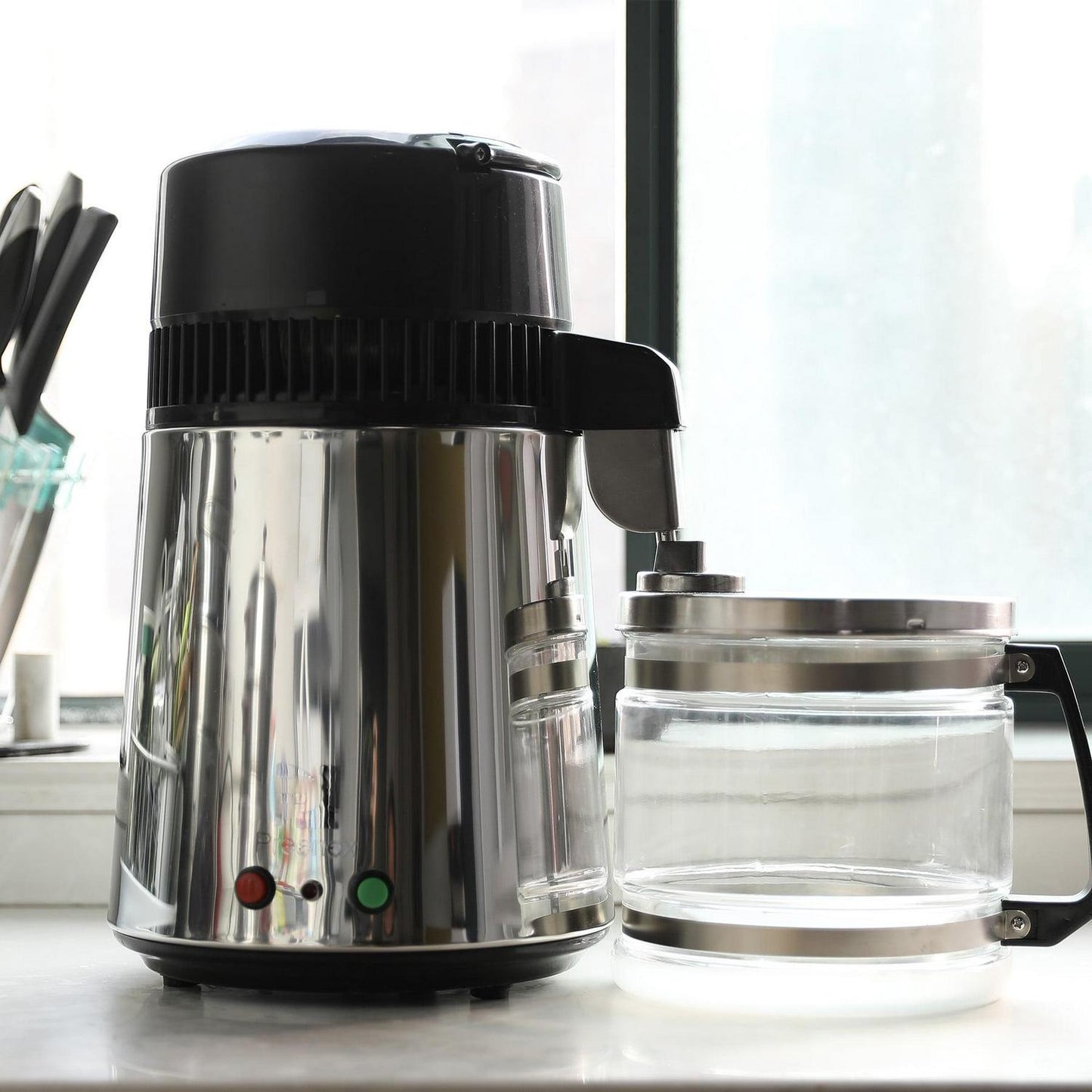 1 Gallon/4L Home Stainless Steel Water Distiller w/Glass Bottle