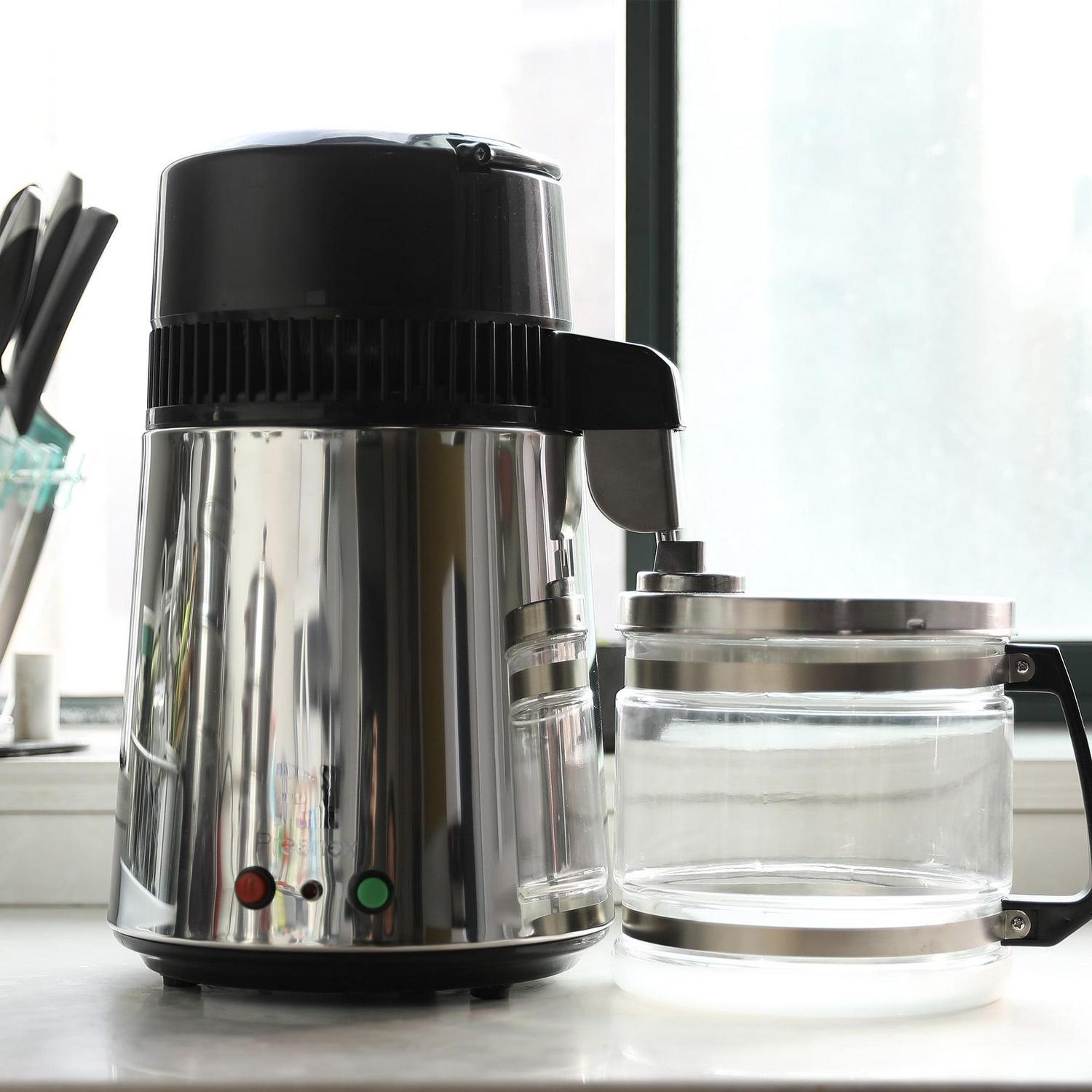 1 Gallon/4L Home Stainless Steel Water Distiller w/Glass Bottle