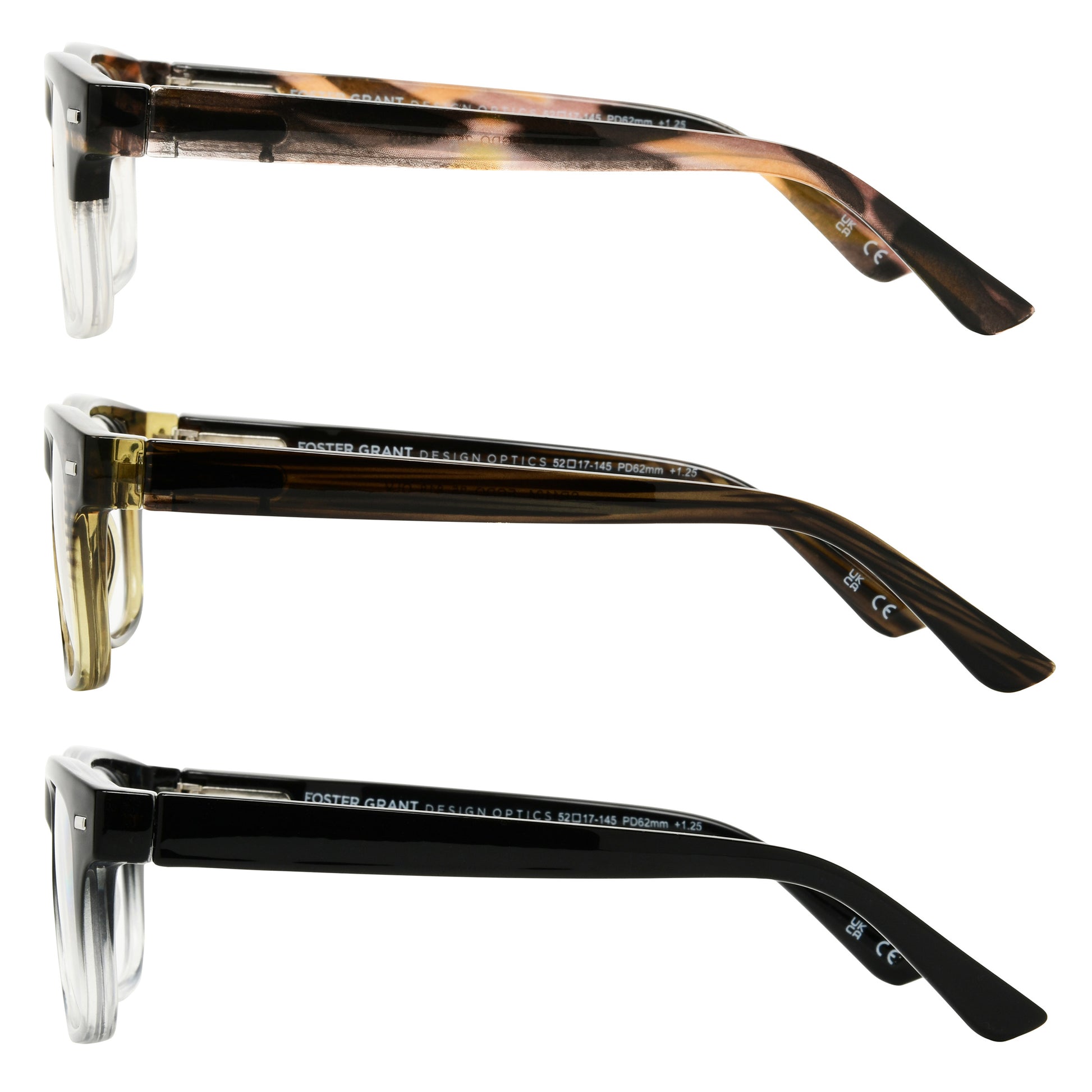 Design Optics by Foster Grant #818 Square Way Style Reading Glasses, 3-pack