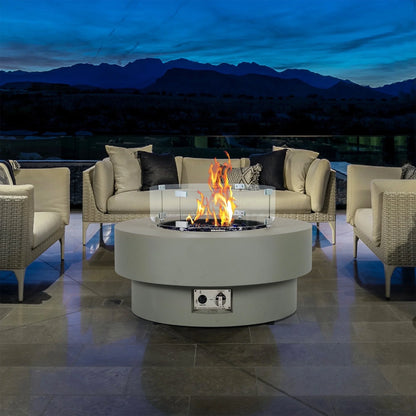 BAIDE HOME 32.5" Square Steel Low Profile Gas Fire Pit Table, 50,000 BTU Outdoor Propane Fire Pit with Lid, Glass Rocks, Cover, Pre-attached 10ft Propane Hose