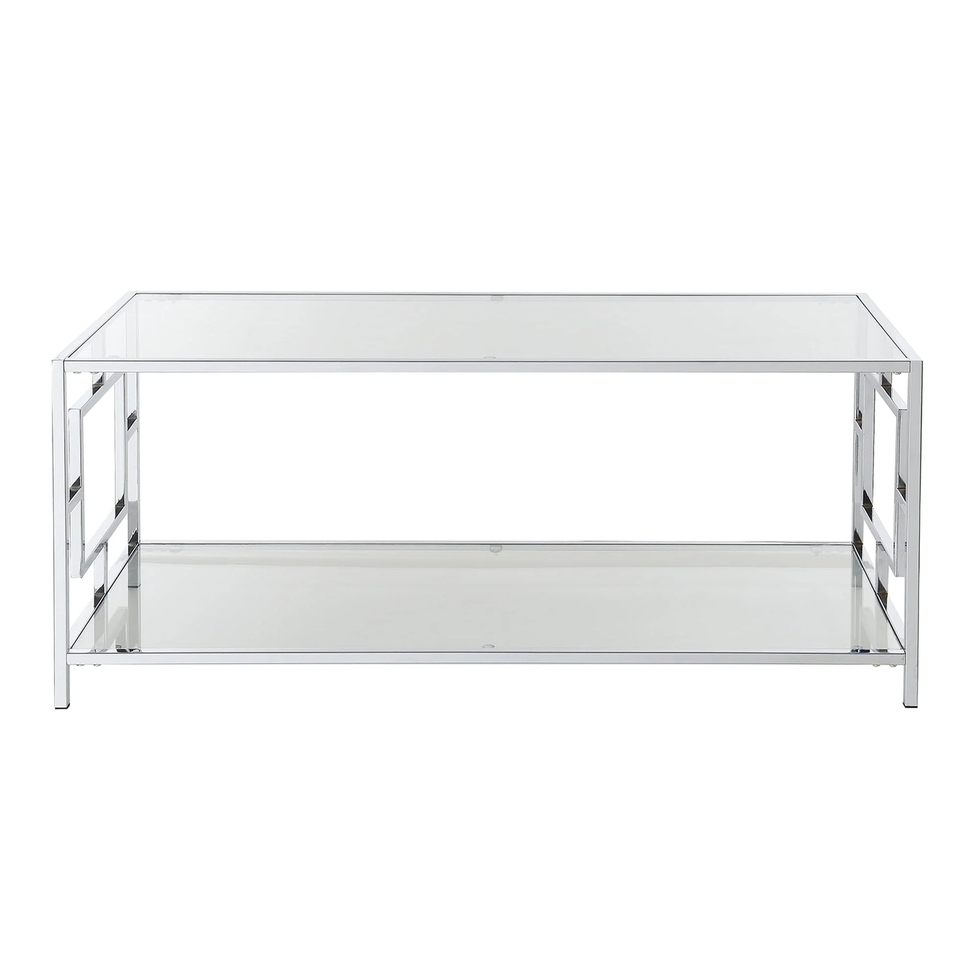 Convenience Concepts Town Square Coffee Table, Clear Glass/Chrome Frame