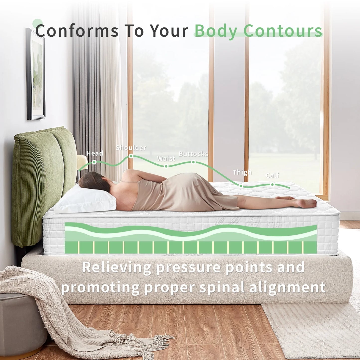 VFD 10 inch Hybrid Mattress, Twin, Fiberglass Free, Medium Firmness, Durable Support, Certified Safe Foams Fabric, Mattress in a Box, White