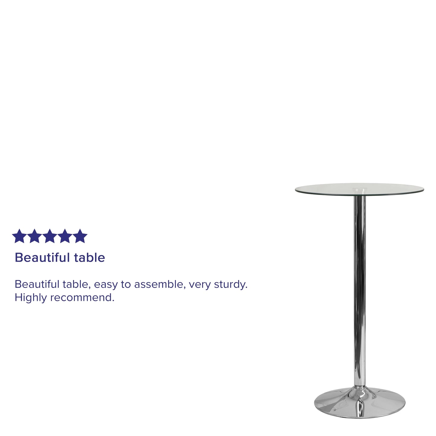 Flash Furniture 23.75'' Round Glass Table with 41.75''H Chrome Base