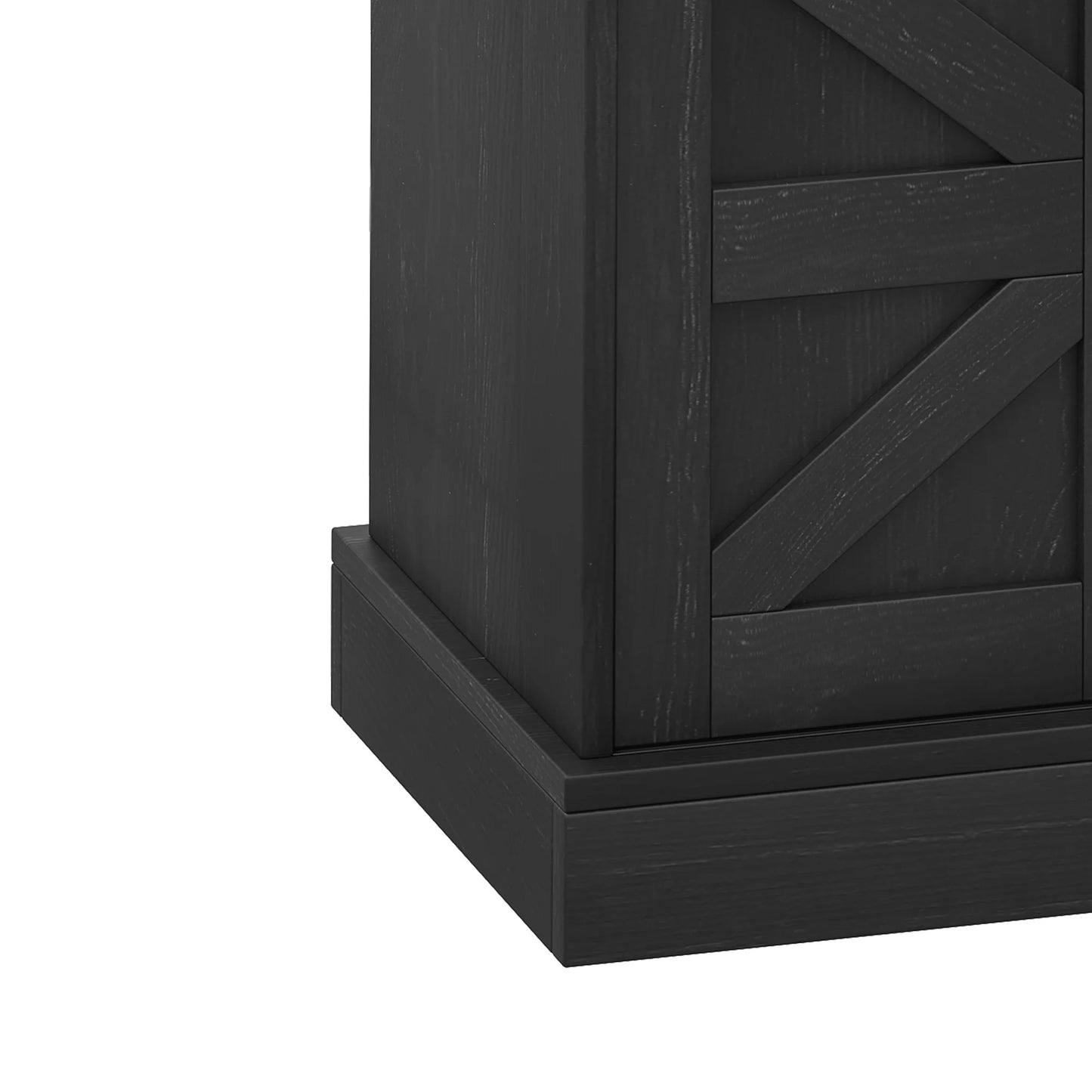 Uforic 47" Farmhouse Coffee Bar Cabinet, Buffet Sideboard with Power Outlets, Wine Glass Rack, Black Oak
