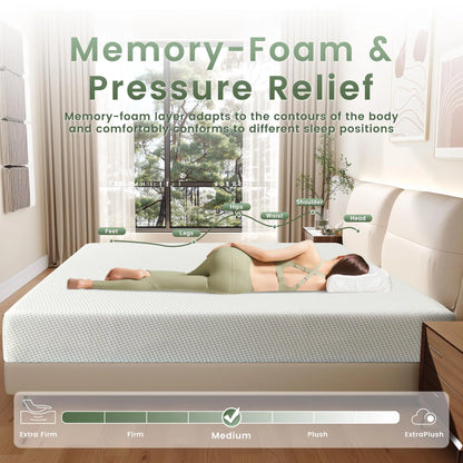 5 Inch Gel Memory Foam Mattress in a Box, Fiberglass Free, Medium Firm Pressure Relief for Cooler Sleep Supportive, Comfortable and Supportive, White