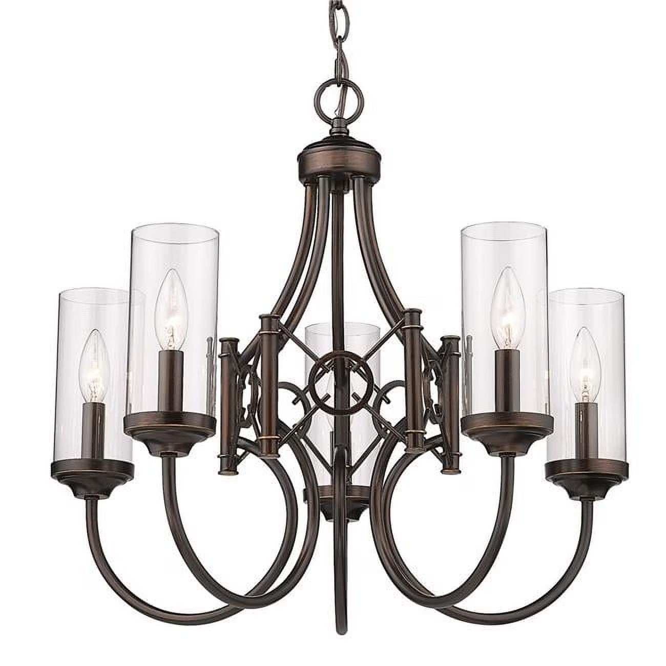 Golden Lighting Quincy 5 Light Chandelier in Cordoban Bronze with Clear Glass