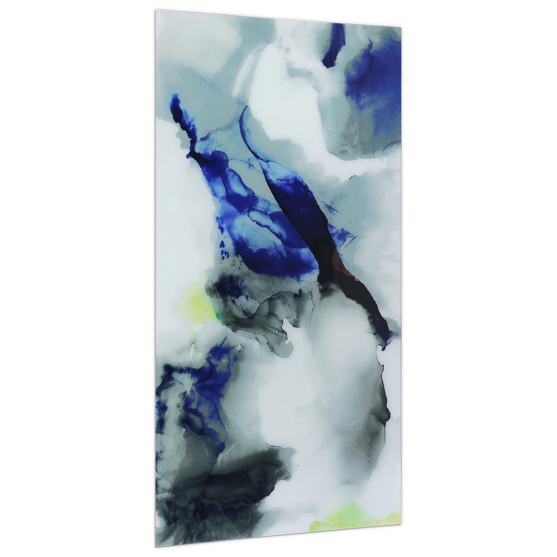 Empire Art Direct Blue Splash Frameless Free Floating Tempered Glass Panel Graphic Wall Art, 72" x 36", Ready to Hang