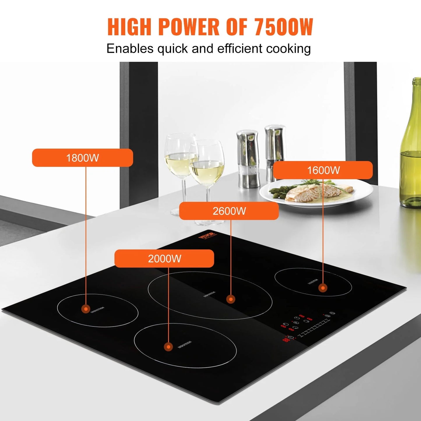 BENTISM 30 inch Electric Cooktop 4 Burners Ceramic Glass Stove Top Touch Control
