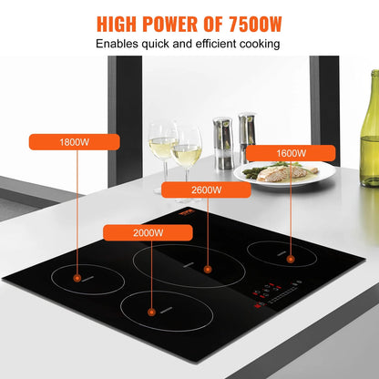 BENTISM 30 inch Electric Cooktop 4 Burners Ceramic Glass Stove Top Touch Control