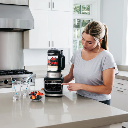 Ninja Foody Cold & Hot Cook Hot Soups, Sauces and Dips Blender with 1400 Peak Watts to Crush Frozen Drinks & Smoothies Nonstick Glass Pitcher (HB152), 64 oz, Black