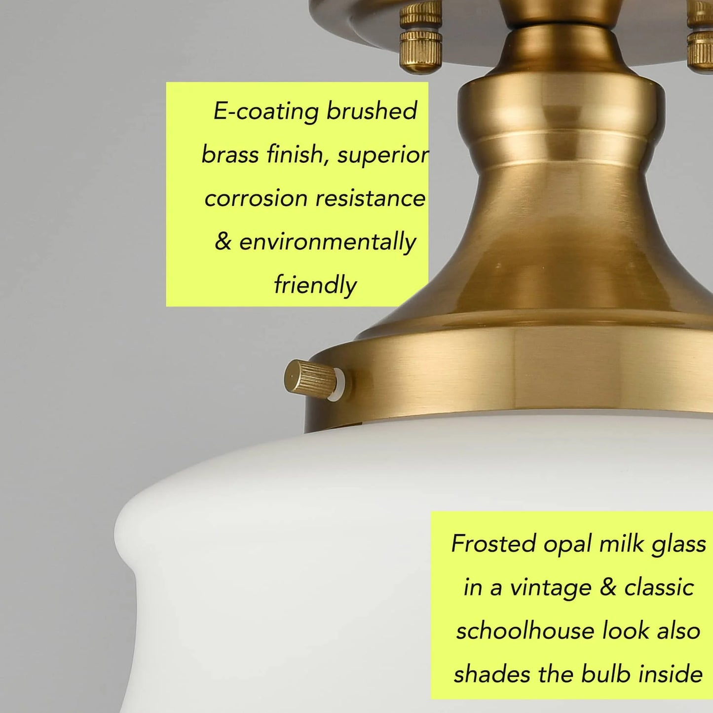 Modern Semi Flush Mount Ceiling Light Gold Hallway Light Fixture Opal Milk Glass