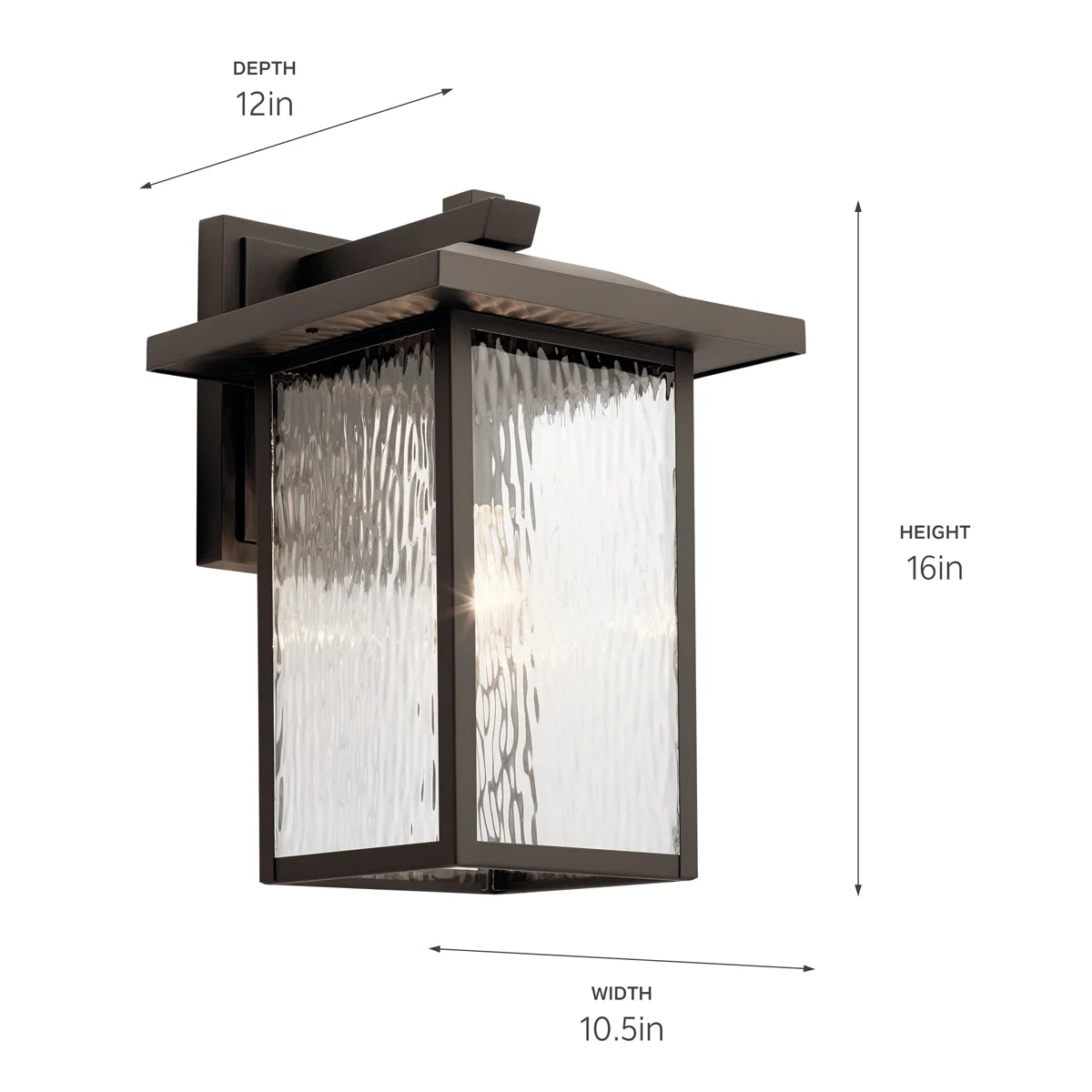 Kichler Capanna 16" 1 Light Olde Bronze Outdoor Wall Sconce with Clear Water Glass
