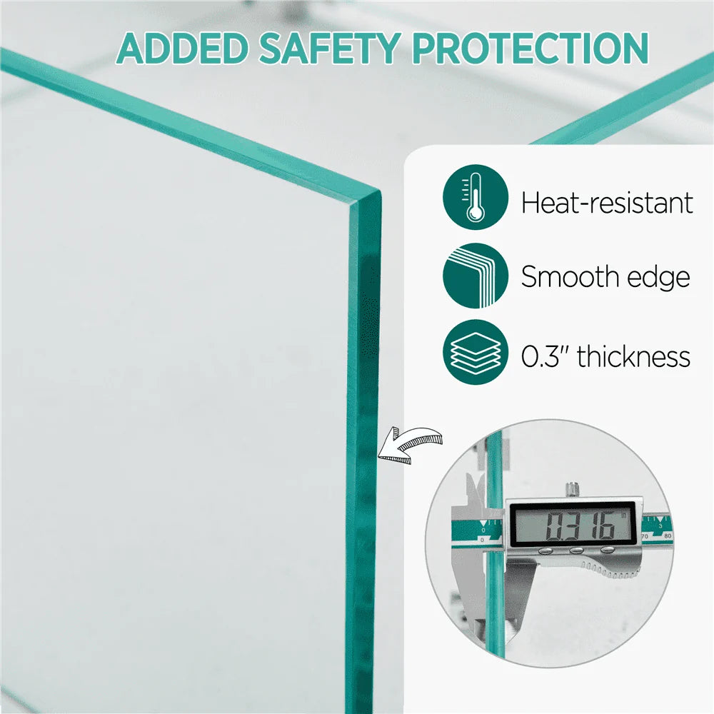 SmileMart 23.5" L x 7.5" W Rectangle Tempered Glass Wind Guard for Fire Pit Table, Clear