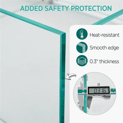 SmileMart 23.5" L x 7.5" W Rectangle Tempered Glass Wind Guard for Fire Pit Table, Clear