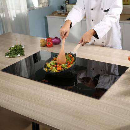 KFFKFF 36in Electric Cooktop, 5 Burners Ceramic Glass Stove Top Touch Control 9200W, 9 Heating Level Multifunctional Burner