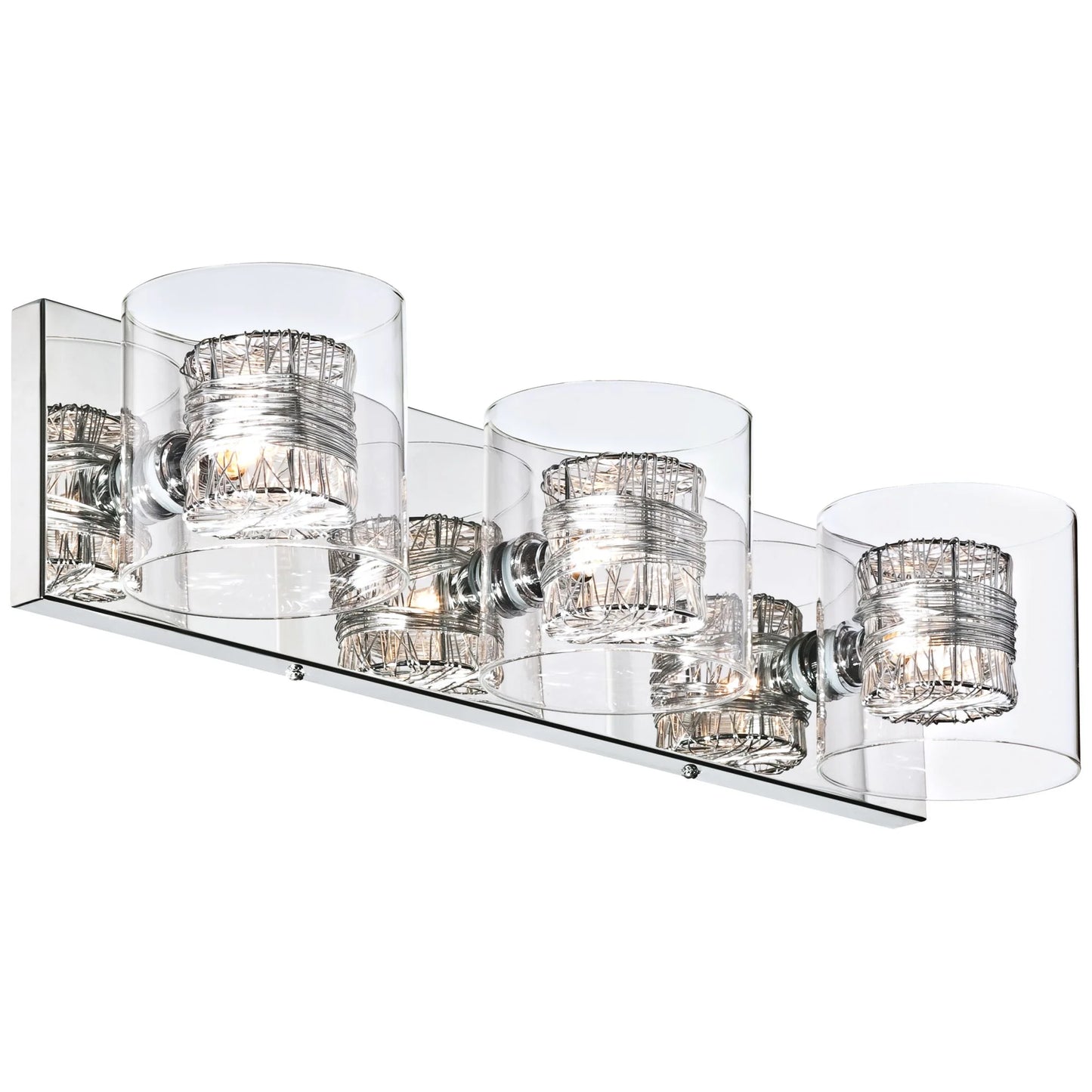 Possini Euro Design 3-Light Chrome Dimmable Vanity Light with Clear Glass Shades