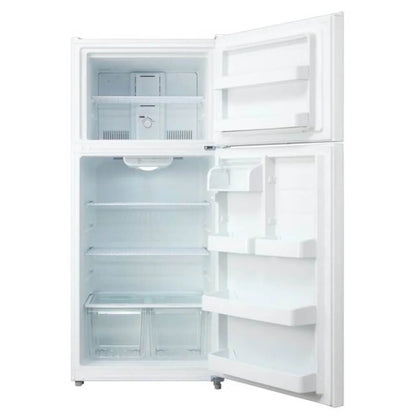 MIDEA 18 CF Top Mount Refrigerator, Glass Shelves, Ice Maker Ready, ESTAR