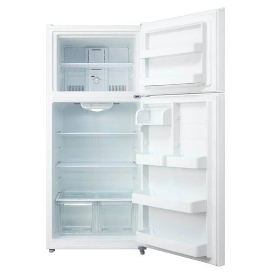 MIDEA 18 CF Top Mount Refrigerator, Glass Shelves, Ice Maker Ready, ESTAR