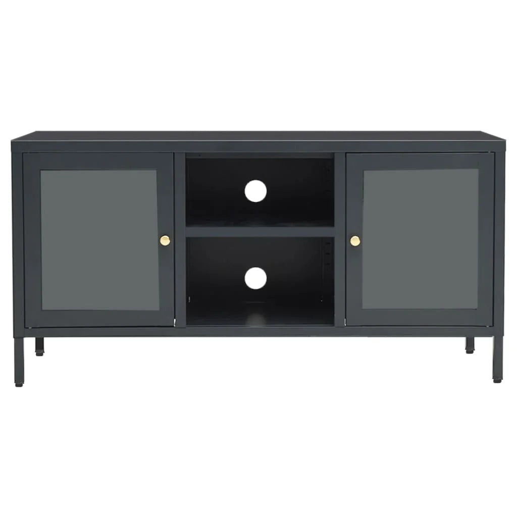 vidaXL TV Stand TV Console Sideboard TV Unit Home Media Unit Steel and Glass