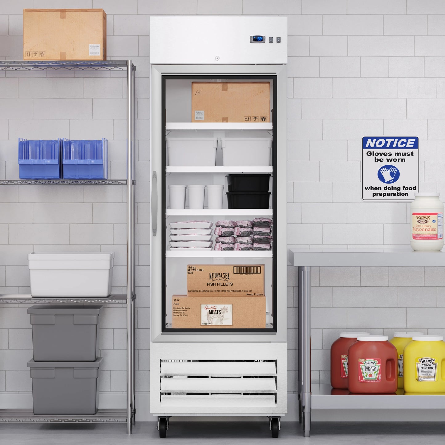 27 in. Commercial One Glass Door Convertible Reach-In Refrigerator/Freezer with 23 Cu. Ft. Capacity in Stainless Steel, ETL Listed (KM-RIC-1DGD)