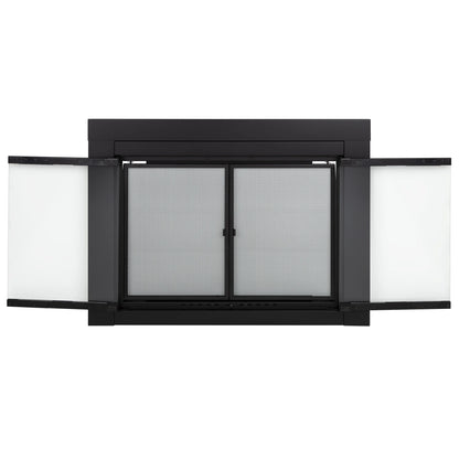 Pleasant Hearth Warming AN-1012 Alpine Fireplace Glass Door for Masonry Fireplaces, Large, Black