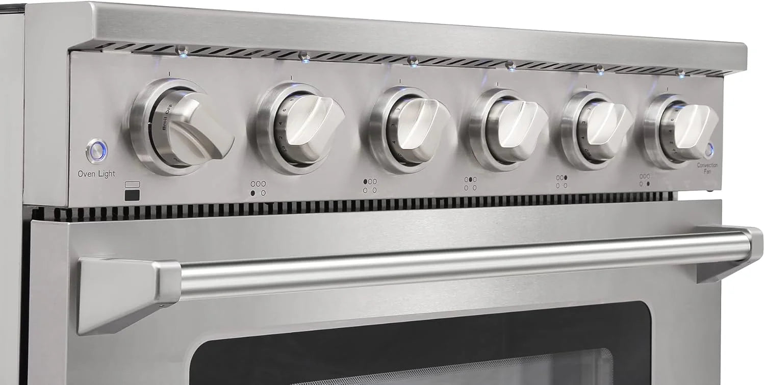 KOSTCH 36 inch Electric Range, 5-Burner Cooktop with 6.0 cu ft Convection Oven, Glass Top, in Stainless Steel