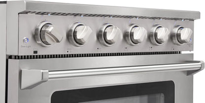 KOSTCH 36 inch Electric Range, 5-Burner Cooktop with 6.0 cu ft Convection Oven, Glass Top, in Stainless Steel