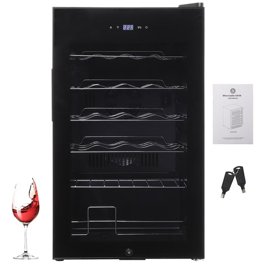 Garvee 24 Bottle Freestanding Wine Cooler Refrigerator with Glass Door for Bar, Party, Winery, Black