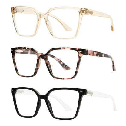 Design Optics by Foster Grant #813 Oversized Square Reading Glasses, 3-pack