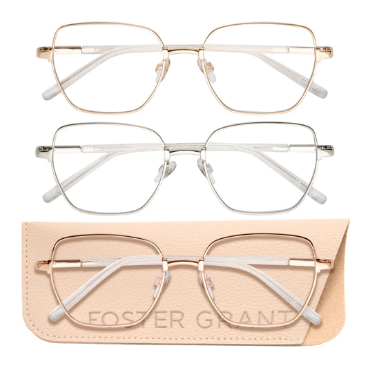 Design Optics by Foster Grant #827 Metal Geo Style Reading Glasses, 3-pack