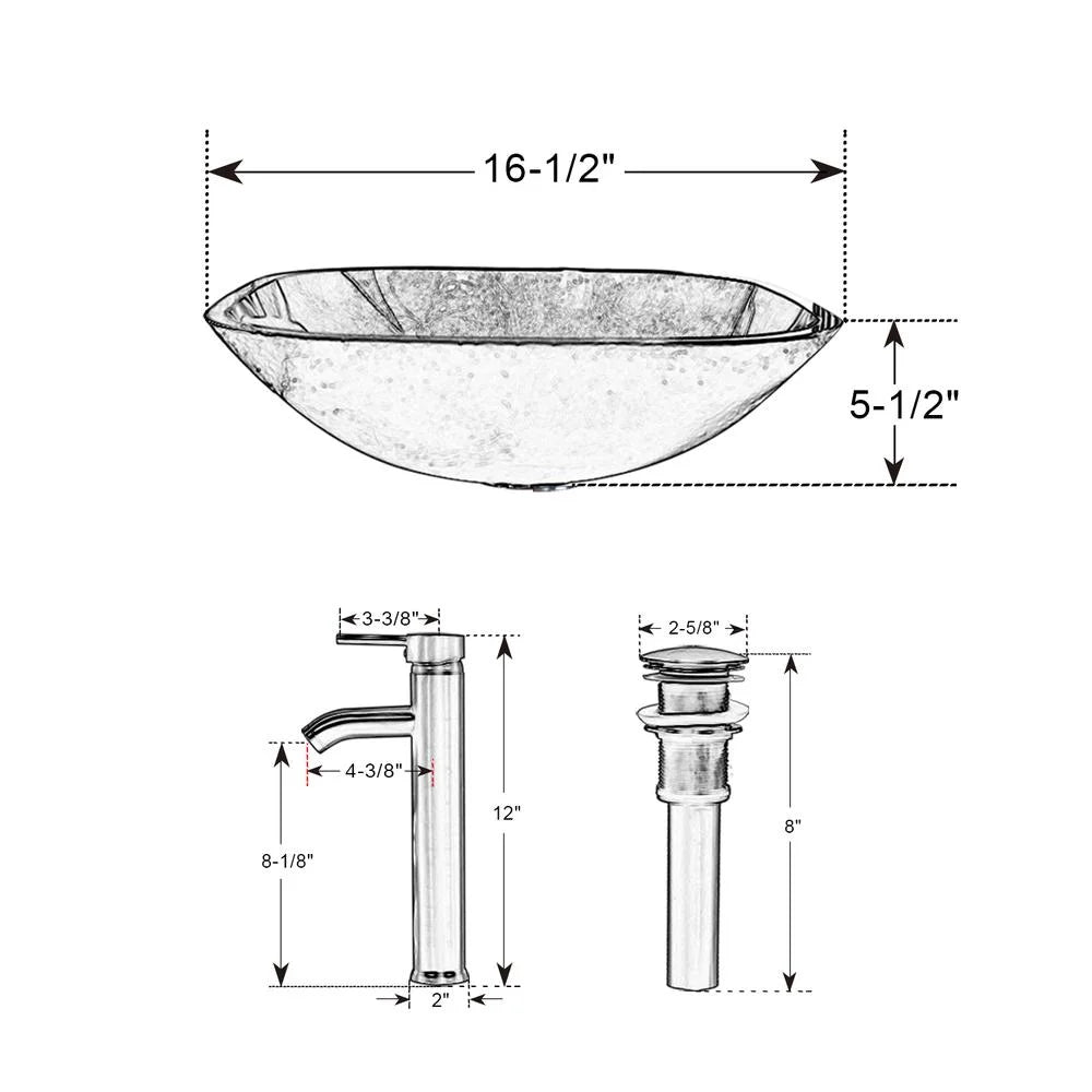 Eclife 16.5" Square Glass Vessel Sink