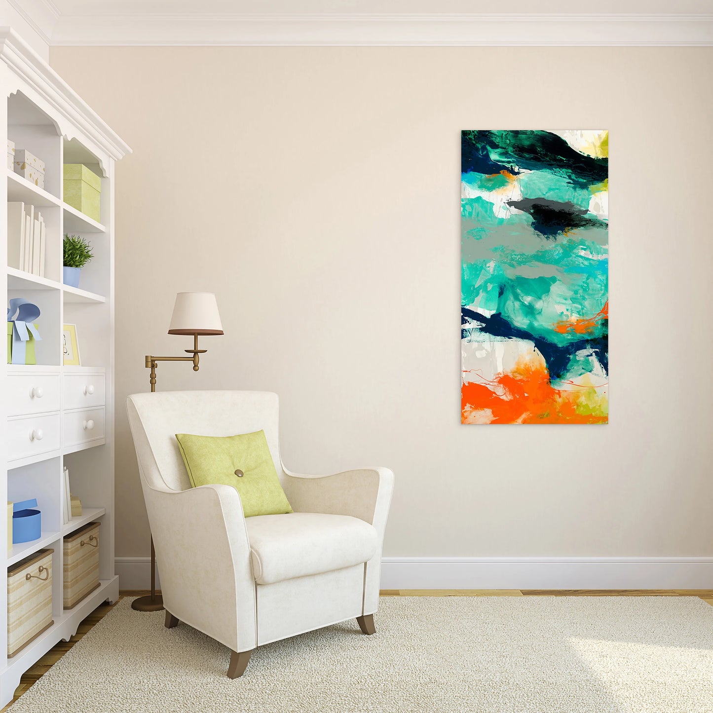 Empire Art Direct Tidal Abstract 2 Frameless Free Floating Tempered Glass Panel Graphic Wall Art, 24" x 48" x 0.2", Ready to Hang