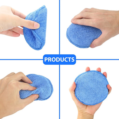 10pcs Microfiber Wax Applicator, EEEkit Ultra-Soft Microfiber Waxing Polish Car Applicator Pads, Foam Sponge Wax Applicator Pads for Cars Vehicle Glass Clean (Blue, 5" Diameter)