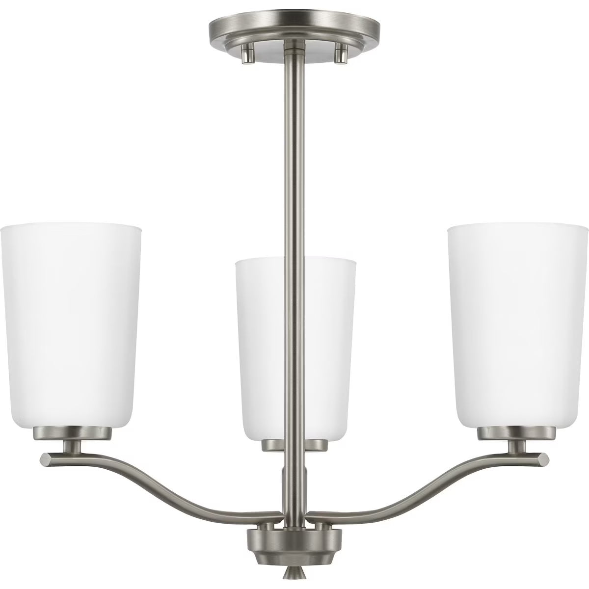 Adley Collection Three-Light Satin Brass Etched White Glass New Traditional Semi-Flush Convertible Light