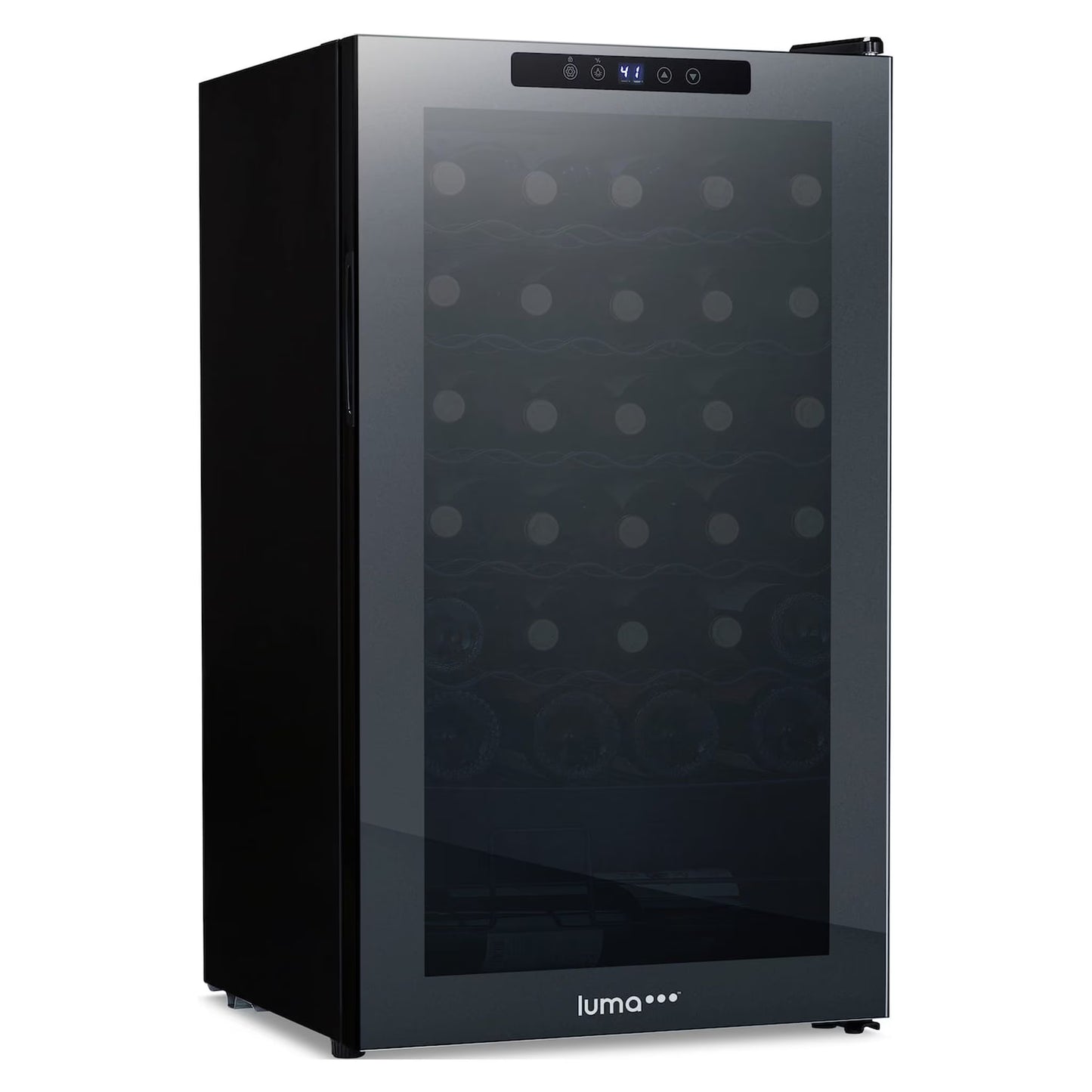 Luma Shadow Series Wine Cooler Refrigerator 16 Bottle, Freestanding Mirrored Wine Fridge with Double-Layer Tempered Glass Door & Compressor Cooling for Reds, Whites, and Sparkling Wine