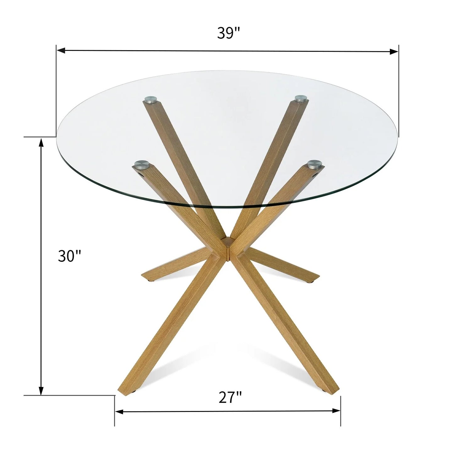 Jili Creation Round 39" Glass Dining Table - 39"x39"x30"