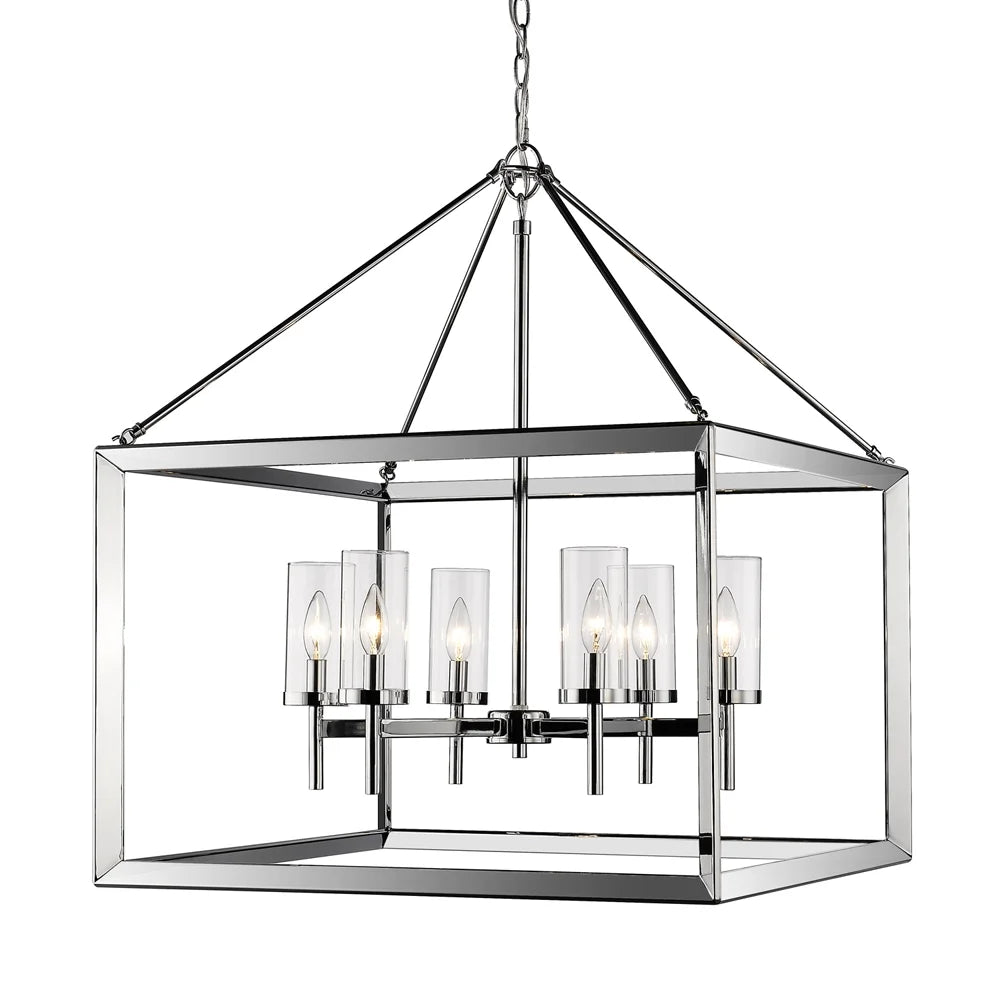 Golden Lighting Smyth 6-Light Chandelier in Chrome with Clear Glass