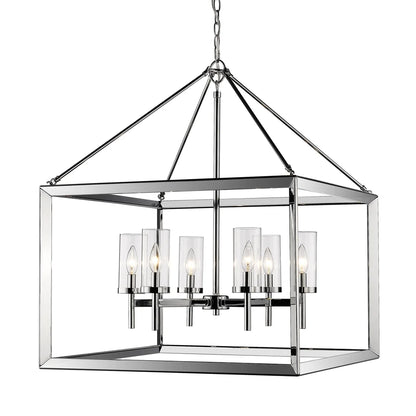 Golden Lighting Smyth 6-Light Chandelier in Chrome with Clear Glass