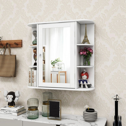 Costway, White, Medium Density Fiberboard, Multipurpose Mount Wall Surface Cabinet Mirror Glass, 26.00 x 6.50 x 23.50 Inches