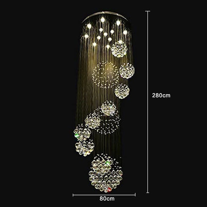 LED Crystal Modern 11-Light LED Polished Chrome Raindrop Pendant Light with Clear Glass Shade